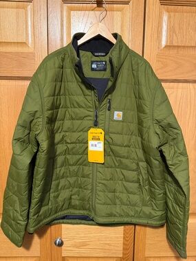 Carhartt Rain Defender Olive Green Quilted Puffer Jacket mens large Relaxed